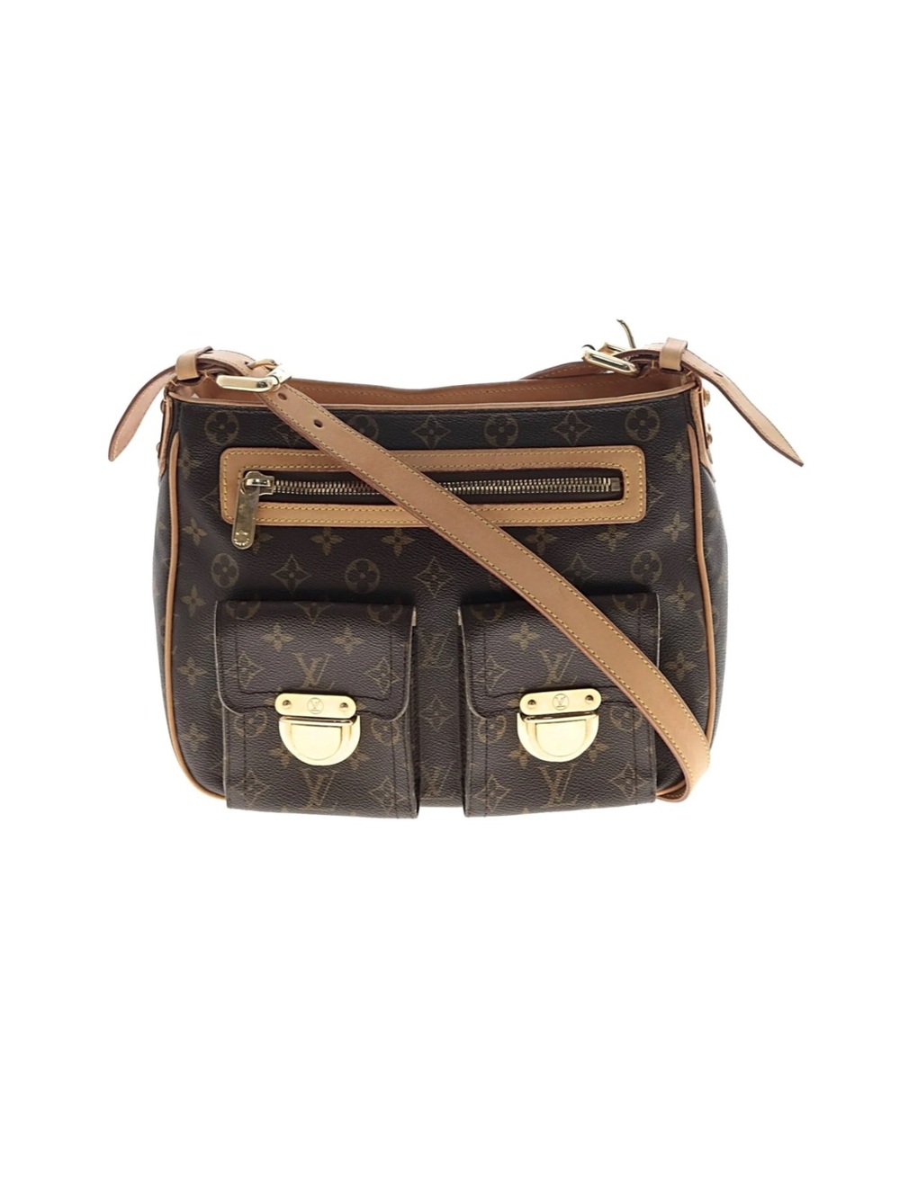 Louis Vuitton Hudson GM Monogram Crossbody with Tan Trim and Gold Hardware
